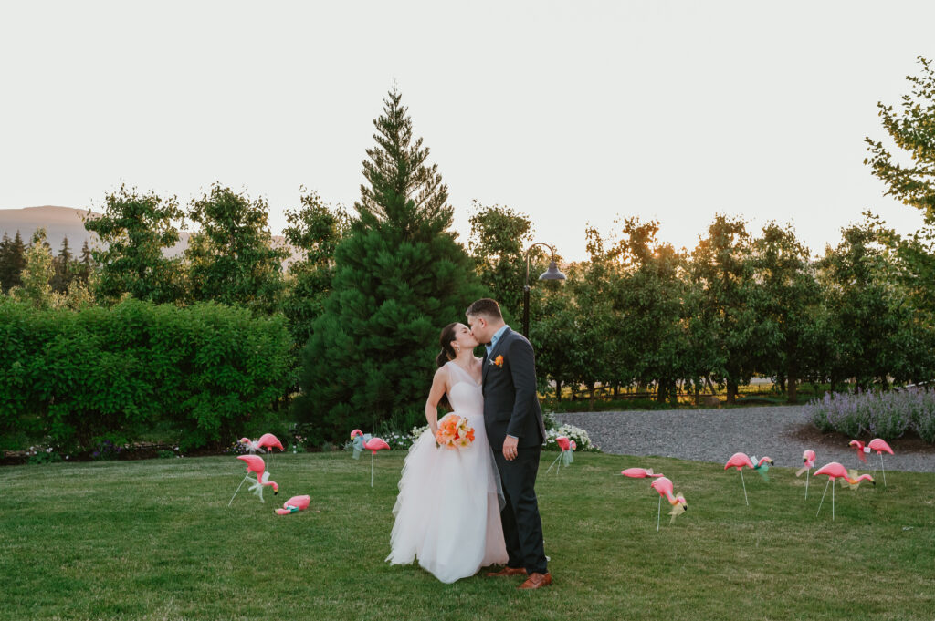 sunset photos bride and groom 