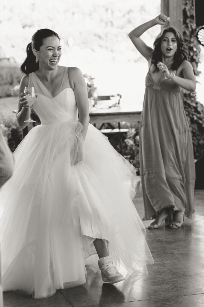 bride with sneakers