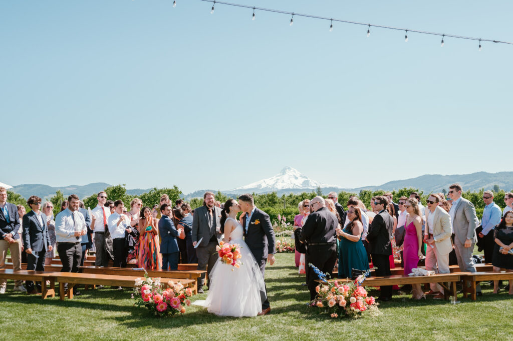 first kiss bride and groom 