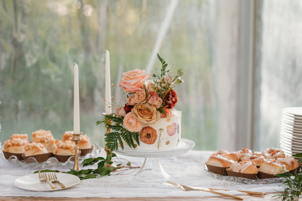 pressed floral wedding cake 