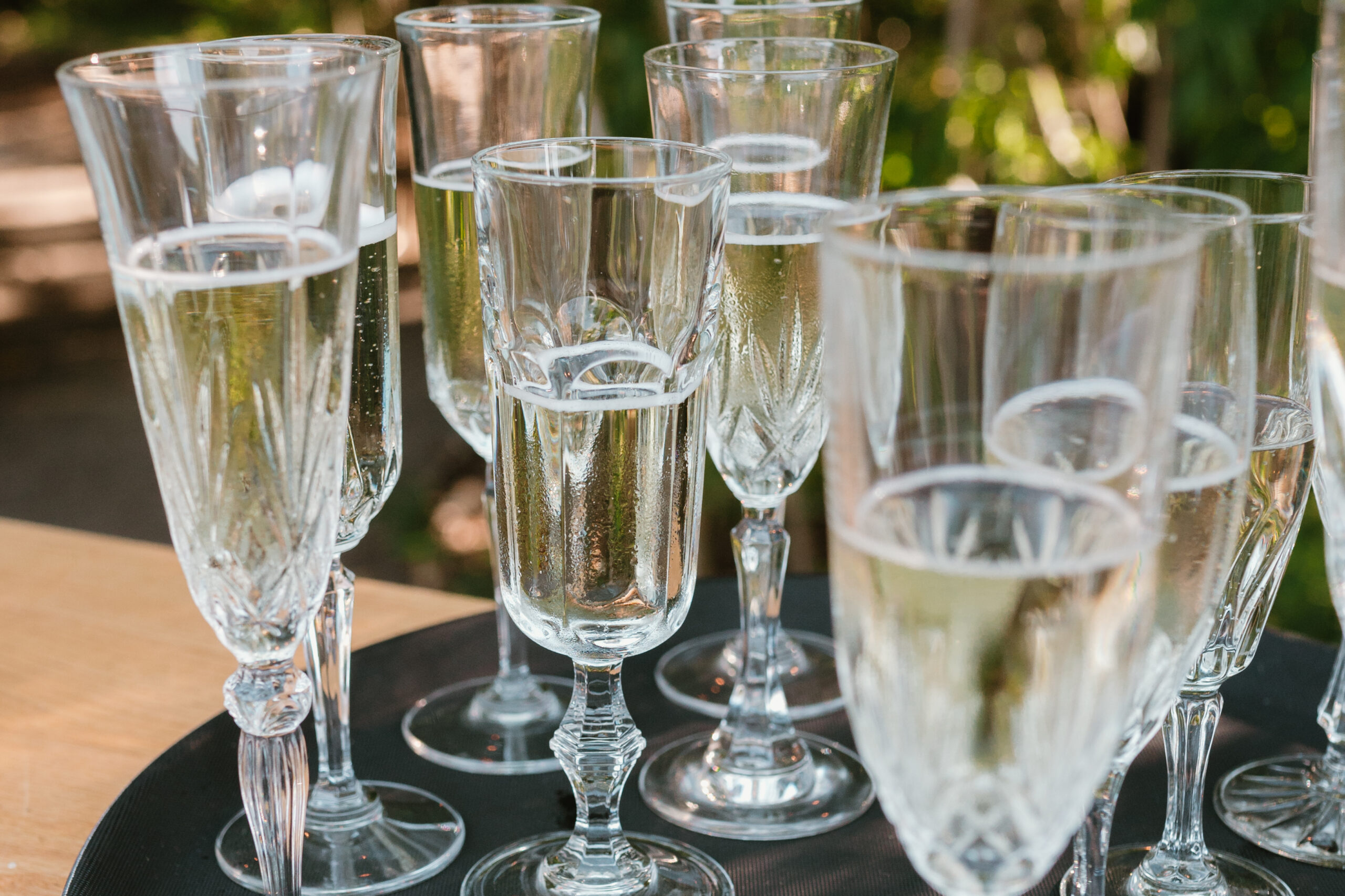 wedding toast being served on trays 