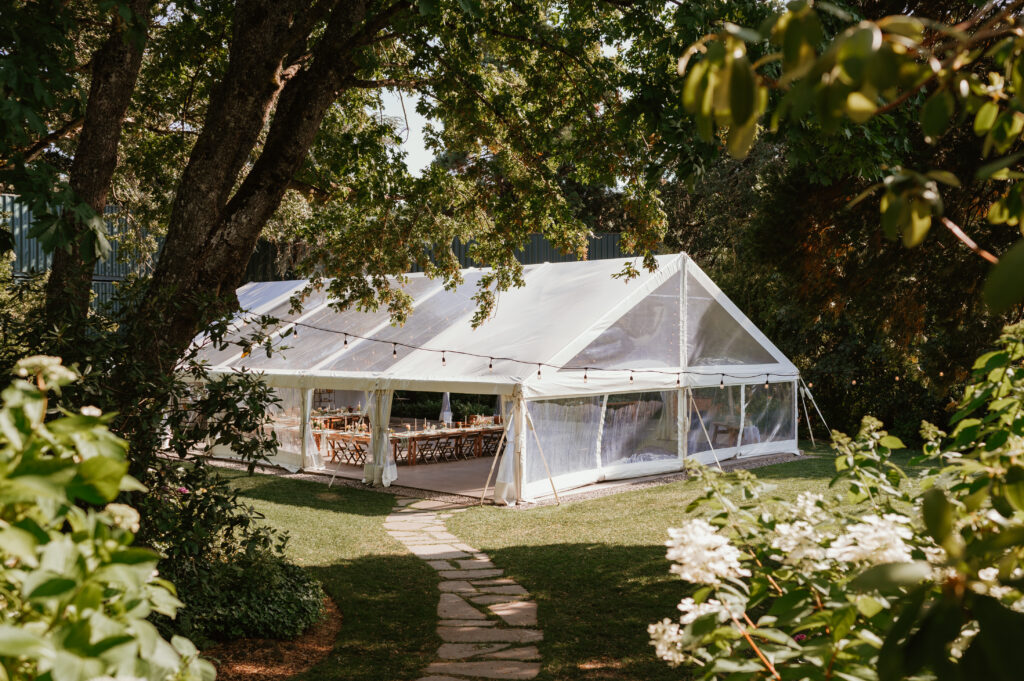 clear tent for wedding reception at the griffin house in hood river 