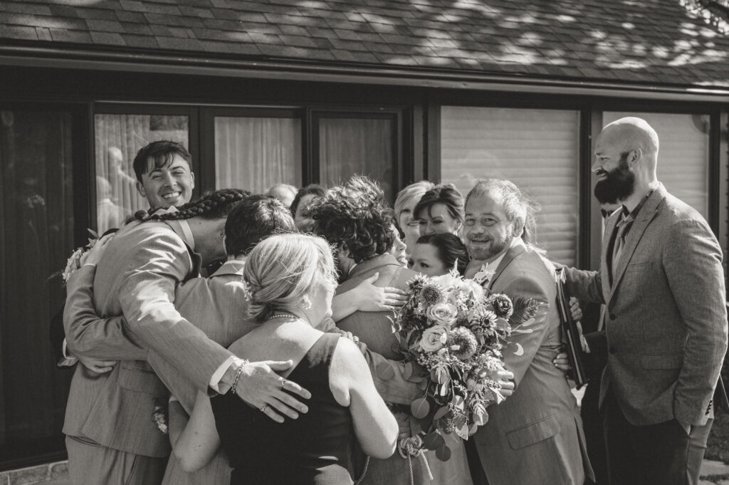 bridal party celebrating after the ceremony recessional 