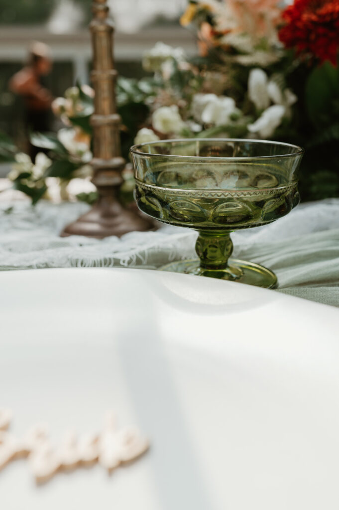 green water goblet for wedding reception 