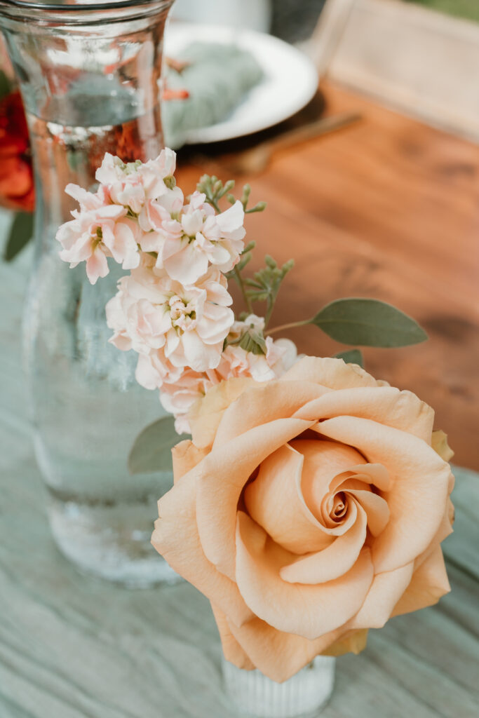 reception table flowers in bud vase 