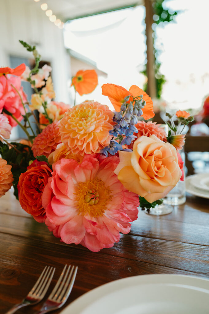 bright flowers for wedding at the orchard in hood river 