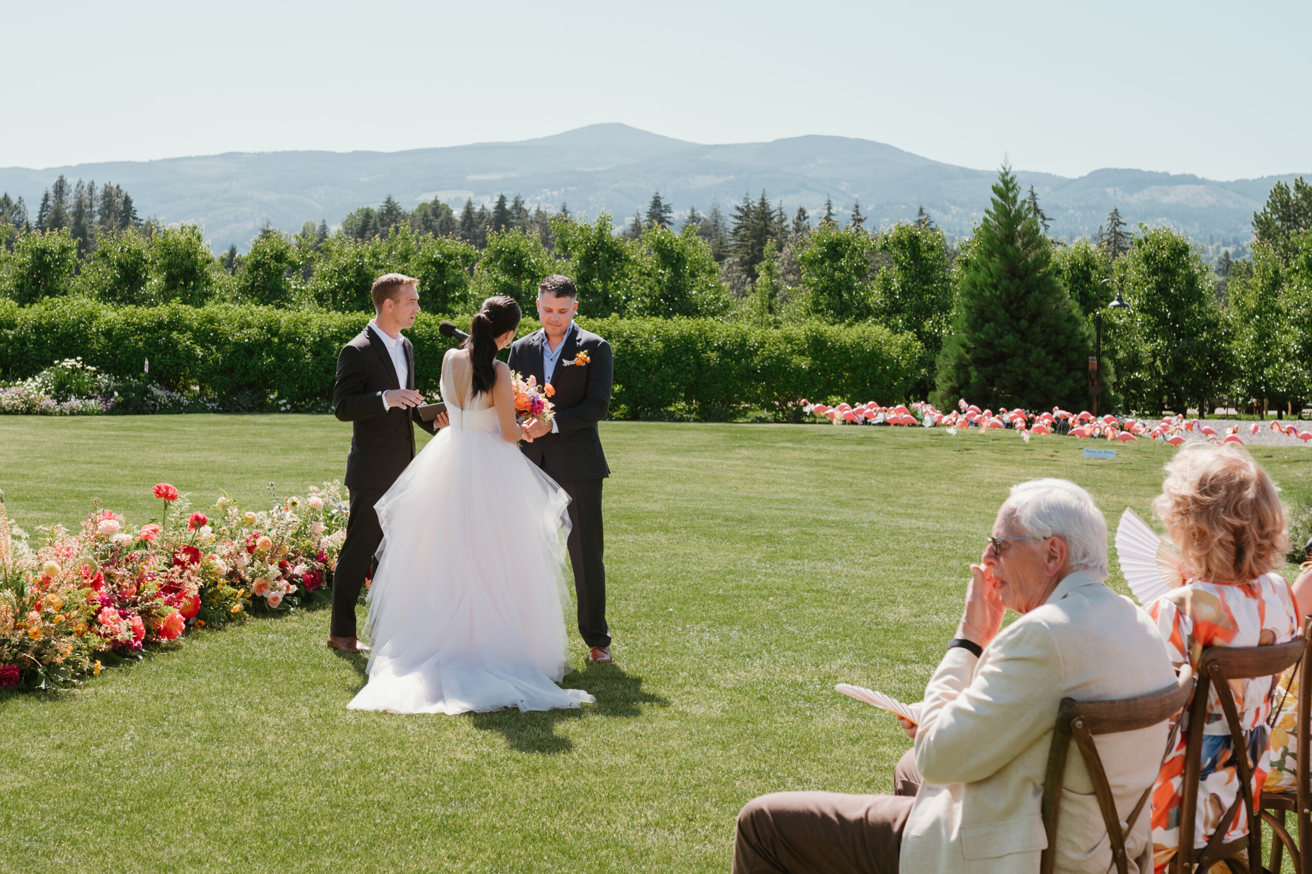 wedding ceremony at the orchard in hood river oregon 